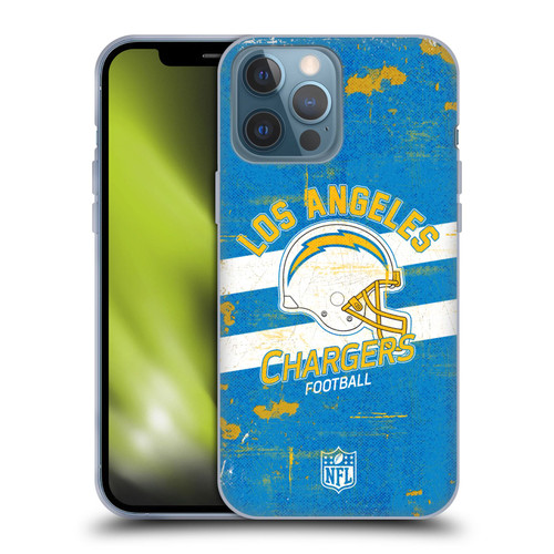 NFL Los Angeles Chargers Logo Art Helmet Distressed Soft Gel Case for Apple iPhone 13 Pro Max