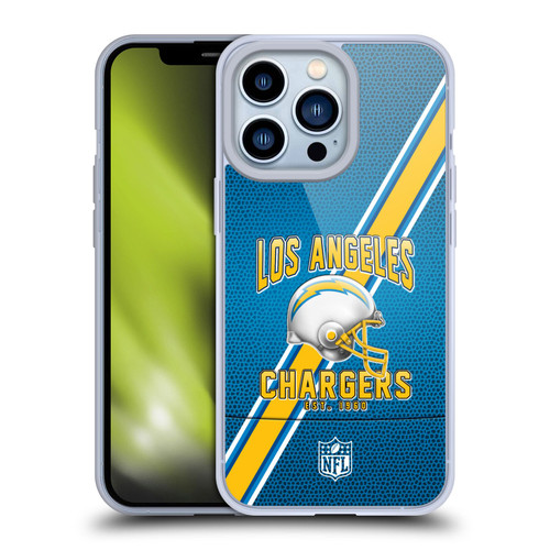 NFL Los Angeles Chargers Logo Art Football Stripes Soft Gel Case for Apple iPhone 13 Pro