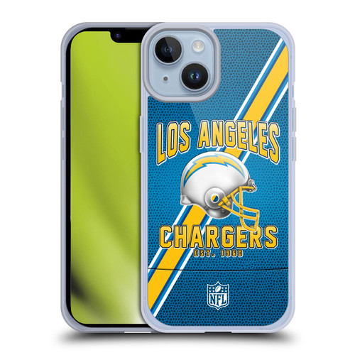 NFL Los Angeles Chargers Logo Art Football Stripes Soft Gel Case for Apple iPhone 14