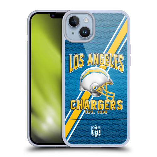 NFL Los Angeles Chargers Logo Art Football Stripes Soft Gel Case for Apple iPhone 14 Plus