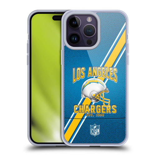 NFL Los Angeles Chargers Logo Art Football Stripes Soft Gel Case for Apple iPhone 14 Pro Max