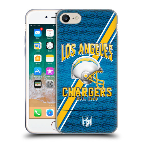 NFL Los Angeles Chargers Logo Art Football Stripes Soft Gel Case for Apple iPhone 7 / 8 / SE 2020 & 2022