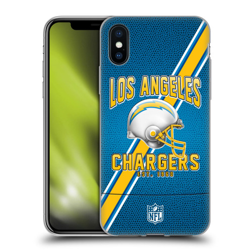 NFL Los Angeles Chargers Logo Art Football Stripes Soft Gel Case for Apple iPhone X / iPhone XS
