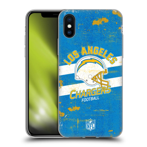 NFL Los Angeles Chargers Logo Art Helmet Distressed Soft Gel Case for Apple iPhone X / iPhone XS