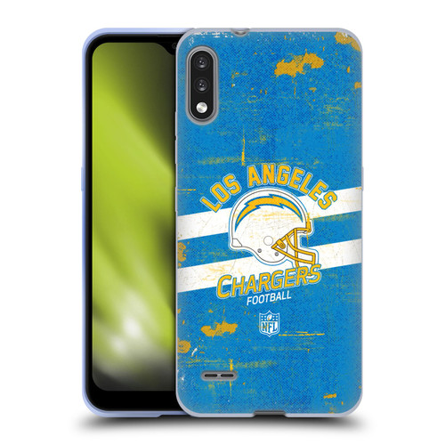 NFL Los Angeles Chargers Logo Art Helmet Distressed Soft Gel Case for LG K22