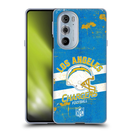 NFL Los Angeles Chargers Logo Art Helmet Distressed Soft Gel Case for Motorola Edge X30