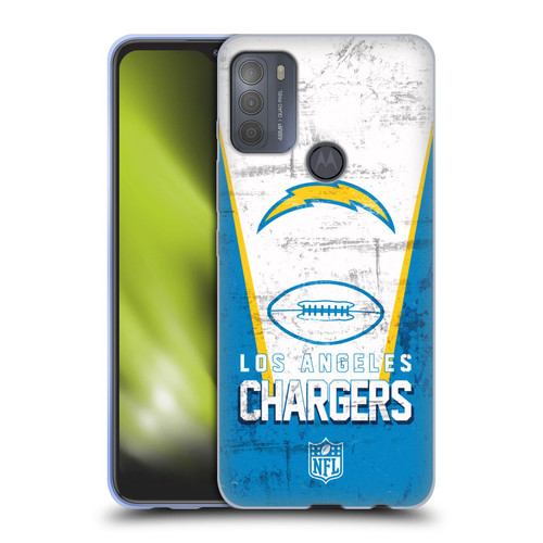 NFL Los Angeles Chargers Logo Art Banner Soft Gel Case for Motorola Moto G50