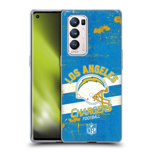 NFL Los Angeles Chargers Logo Art Helmet Distressed Soft Gel Case for OPPO Find X3 Neo / Reno5 Pro+ 5G