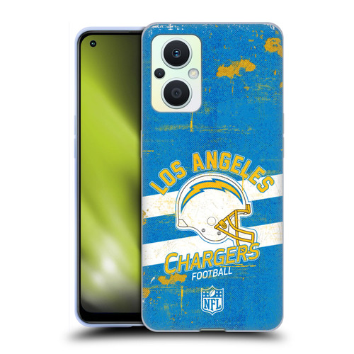 NFL Los Angeles Chargers Logo Art Helmet Distressed Soft Gel Case for OPPO Reno8 Lite