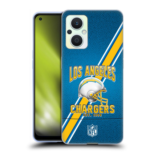 NFL Los Angeles Chargers Logo Art Football Stripes Soft Gel Case for OPPO Reno8 Lite