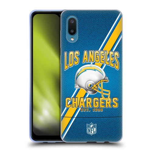 NFL Los Angeles Chargers Logo Art Football Stripes Soft Gel Case for Samsung Galaxy A02/M02 (2021)