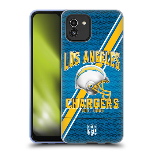 NFL Los Angeles Chargers Logo Art Football Stripes Soft Gel Case for Samsung Galaxy A03 (2021)