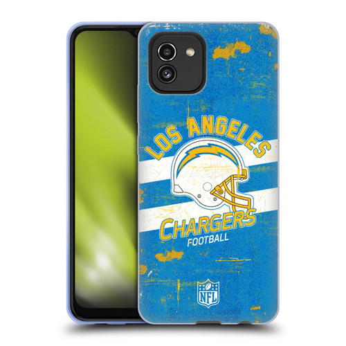 NFL Los Angeles Chargers Logo Art Helmet Distressed Soft Gel Case for Samsung Galaxy A03 (2021)