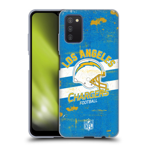NFL Los Angeles Chargers Logo Art Helmet Distressed Soft Gel Case for Samsung Galaxy A03s (2021)