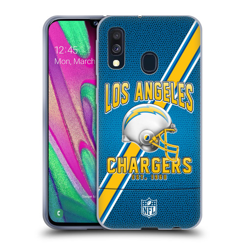 NFL Los Angeles Chargers Logo Art Football Stripes Soft Gel Case for Samsung Galaxy A40 (2019)