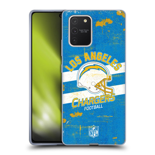 NFL Los Angeles Chargers Logo Art Helmet Distressed Soft Gel Case for Samsung Galaxy S10 Lite