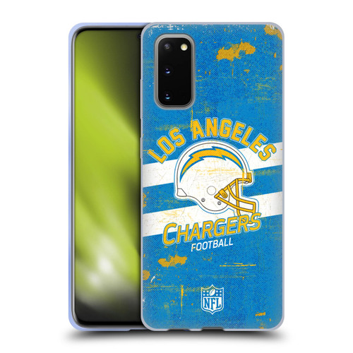 NFL Los Angeles Chargers Logo Art Helmet Distressed Soft Gel Case for Samsung Galaxy S20 / S20 5G