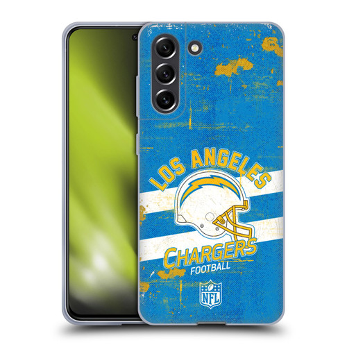 NFL Los Angeles Chargers Logo Art Helmet Distressed Soft Gel Case for Samsung Galaxy S21 FE 5G