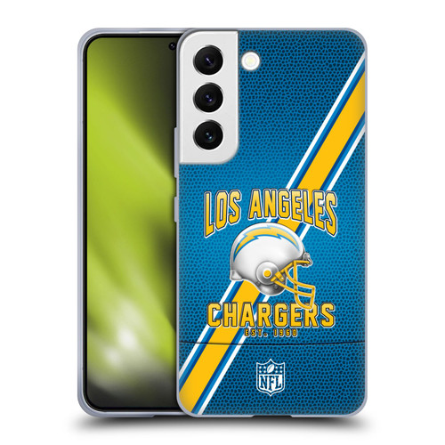 NFL Los Angeles Chargers Logo Art Football Stripes Soft Gel Case for Samsung Galaxy S22 5G