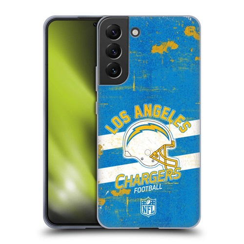 NFL Los Angeles Chargers Logo Art Helmet Distressed Soft Gel Case for Samsung Galaxy S22+ 5G