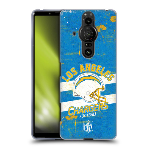 NFL Los Angeles Chargers Logo Art Helmet Distressed Soft Gel Case for Sony Xperia Pro-I