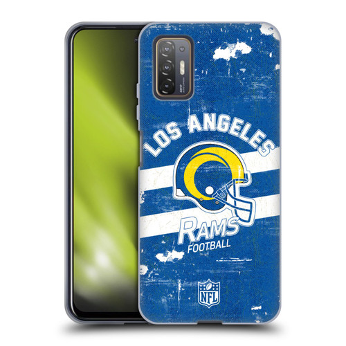 NFL Los Angeles Rams Logo Art Helmet Distressed Look 100th Soft Gel Case for HTC Desire 21 Pro 5G