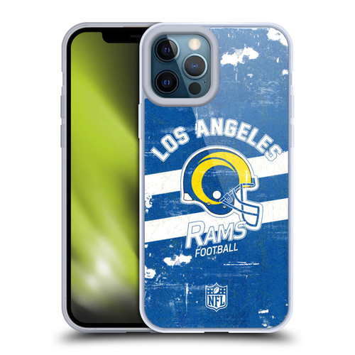 NFL Los Angeles Rams Logo Art Helmet Distressed Look 100th Soft Gel Case for Apple iPhone 12 Pro Max