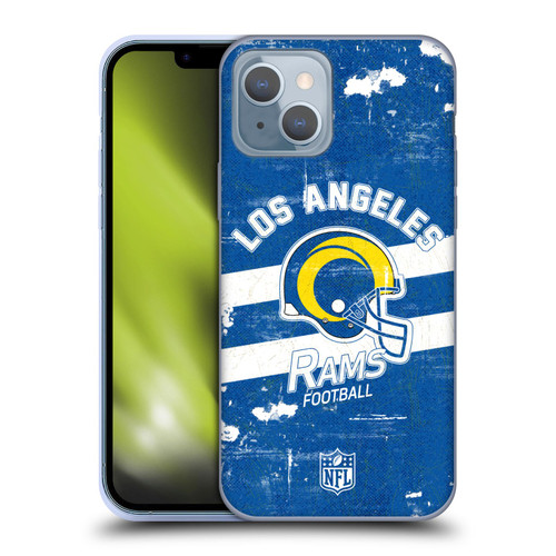 NFL Los Angeles Rams Logo Art Helmet Distressed Look 100th Soft Gel Case for Apple iPhone 14