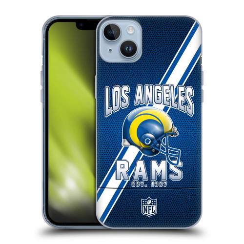 NFL Los Angeles Rams Logo Art Football Stripes 100th Soft Gel Case for Apple iPhone 14 Plus