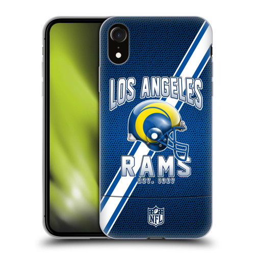 NFL Los Angeles Rams Logo Art Football Stripes 100th Soft Gel Case for Apple iPhone XR