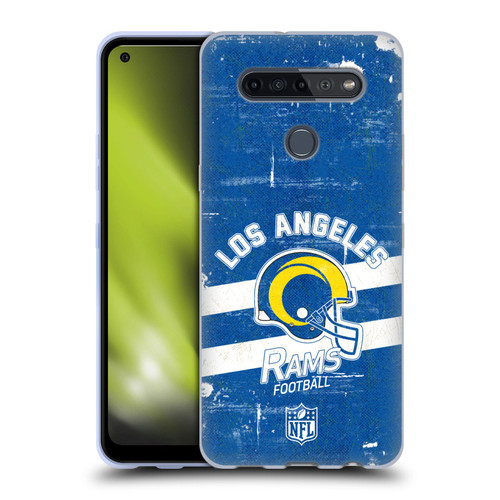 NFL Los Angeles Rams Logo Art Helmet Distressed Look 100th Soft Gel Case for LG K51S