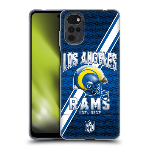 NFL Los Angeles Rams Logo Art Football Stripes 100th Soft Gel Case for Motorola Moto G22