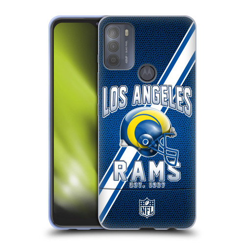 NFL Los Angeles Rams Logo Art Football Stripes 100th Soft Gel Case for Motorola Moto G50