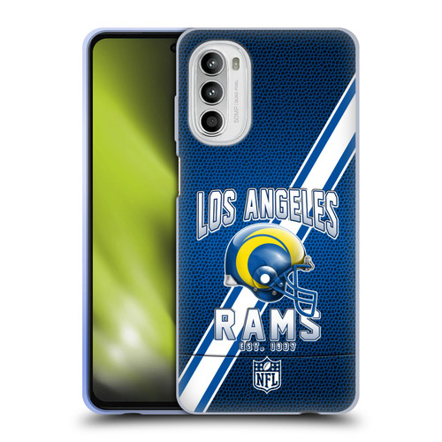 NFL Los Angeles Rams Logo Art Football Stripes 100th Soft Gel Case for Motorola Moto G52