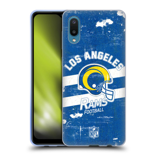 NFL Los Angeles Rams Logo Art Helmet Distressed Look 100th Soft Gel Case for Samsung Galaxy A02/M02 (2021)