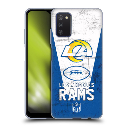 NFL Los Angeles Rams Logo Art Banner 100th Soft Gel Case for Samsung Galaxy A03s (2021)