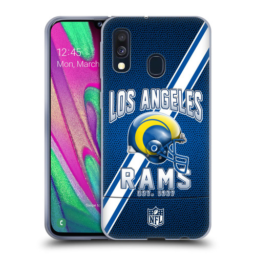 NFL Los Angeles Rams Logo Art Football Stripes 100th Soft Gel Case for Samsung Galaxy A40 (2019)