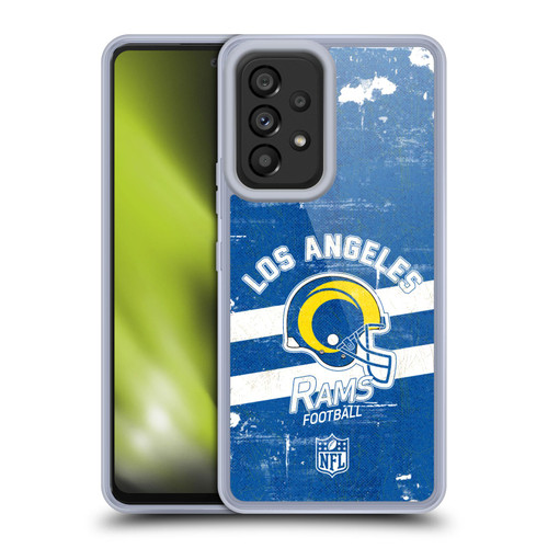 NFL Los Angeles Rams Logo Art Helmet Distressed Look 100th Soft Gel Case for Samsung Galaxy A53 5G (2022)