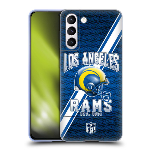 NFL Los Angeles Rams Logo Art Football Stripes 100th Soft Gel Case for Samsung Galaxy S21 5G