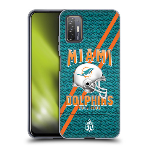 NFL Miami Dolphins Logo Art Football Stripes Soft Gel Case for HTC Desire 21 Pro 5G