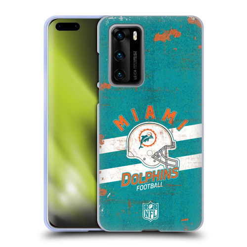 NFL Miami Dolphins Logo Art Helmet Distressed Soft Gel Case for Huawei P40 5G