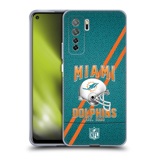 NFL Miami Dolphins Logo Art Football Stripes Soft Gel Case for Huawei Nova 7 SE/P40 Lite 5G