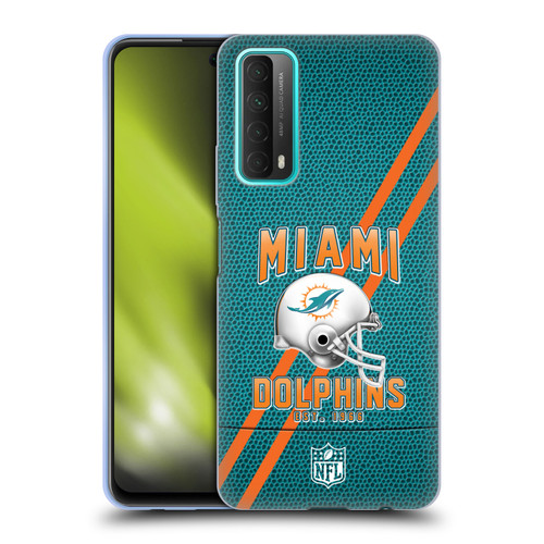 NFL Miami Dolphins Logo Art Football Stripes Soft Gel Case for Huawei P Smart (2021)