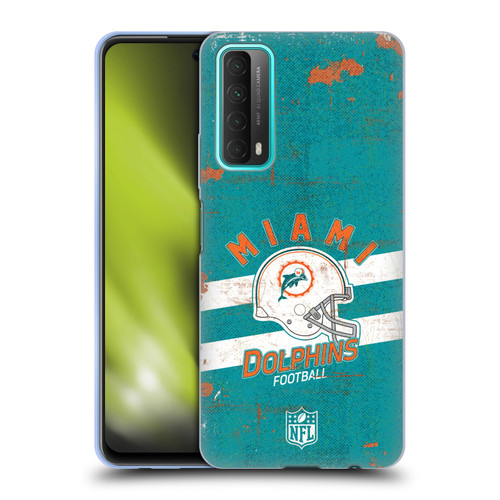 NFL Miami Dolphins Logo Art Helmet Distressed Soft Gel Case for Huawei P Smart (2021)