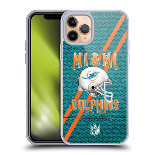 NFL Miami Dolphins Logo Art Football Stripes Soft Gel Case for Apple iPhone 11 Pro