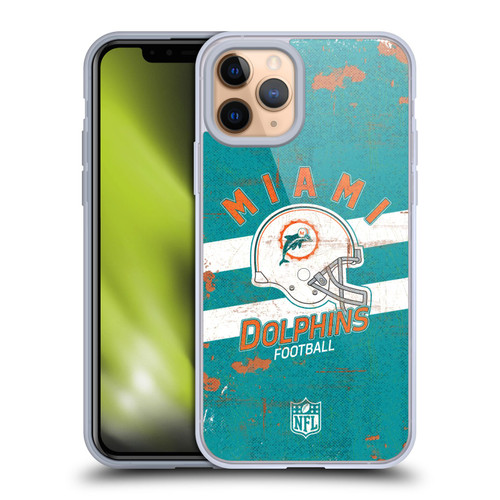 NFL Miami Dolphins Logo Art Helmet Distressed Soft Gel Case for Apple iPhone 11 Pro