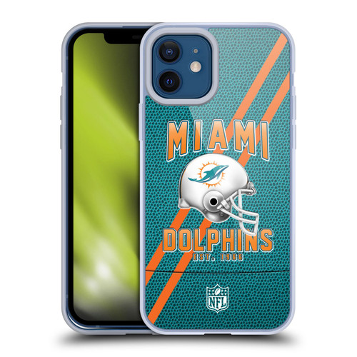NFL Miami Dolphins Logo Art Football Stripes Soft Gel Case for Apple iPhone 12 / iPhone 12 Pro