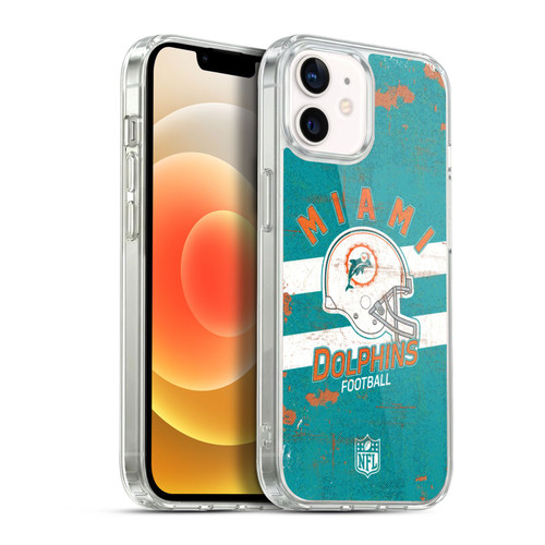 NFL Miami Dolphins Logo Art Helmet Distressed Soft Gel Case for Apple iPhone 12 / iPhone 12 Pro & MagSafe