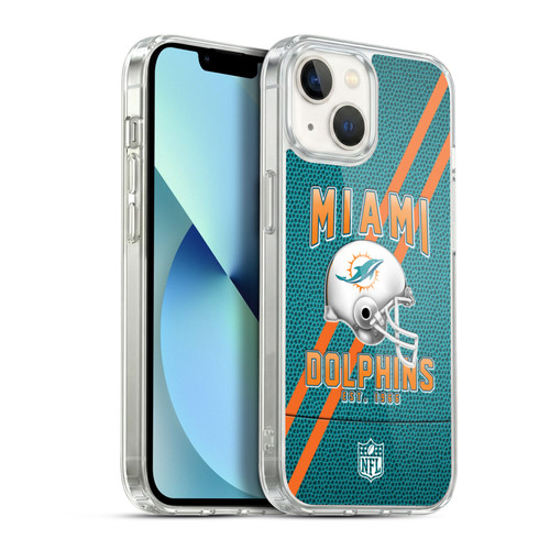 NFL Miami Dolphins Logo Art Football Stripes Soft Gel Case for Apple iPhone 13