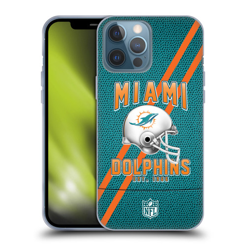 NFL Miami Dolphins Logo Art Football Stripes Soft Gel Case for Apple iPhone 13 Pro Max